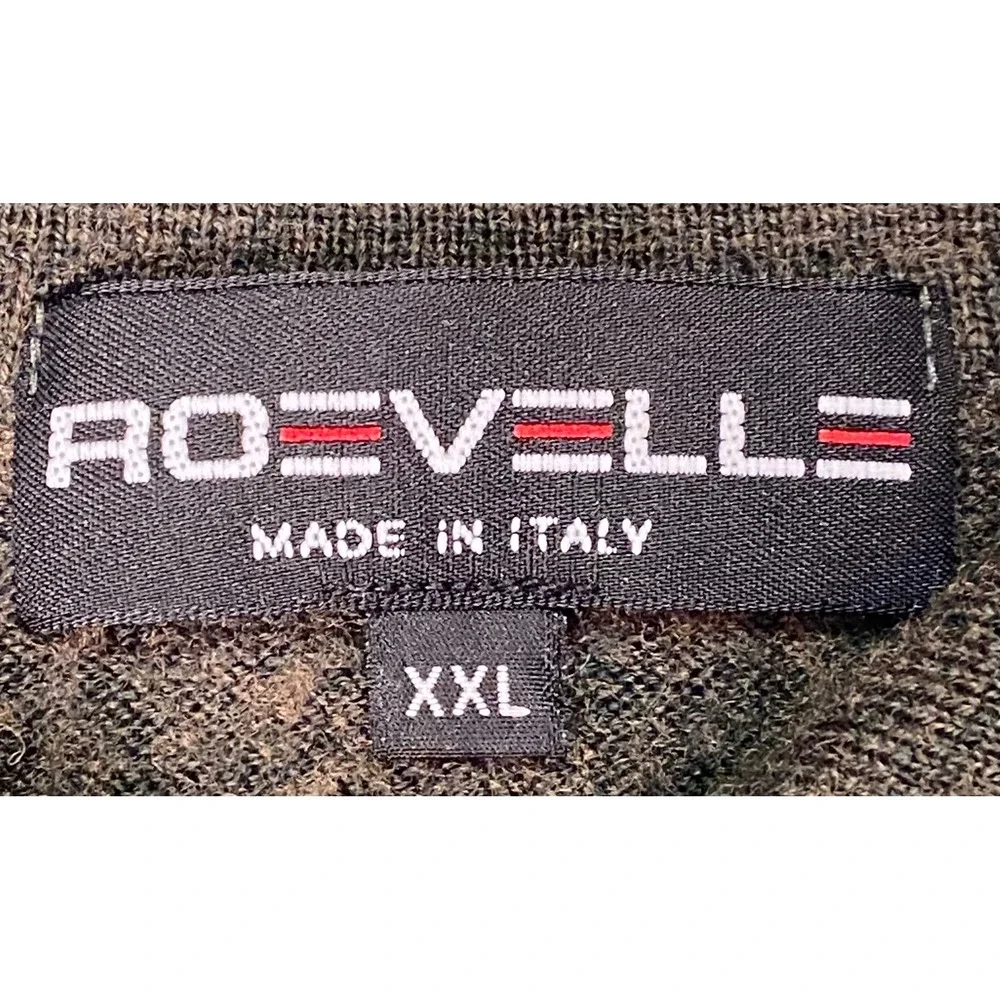 Roeville Mens XXL Olive Green Long Sleeve Polo Sweater Made in Italy‎ Knit Top